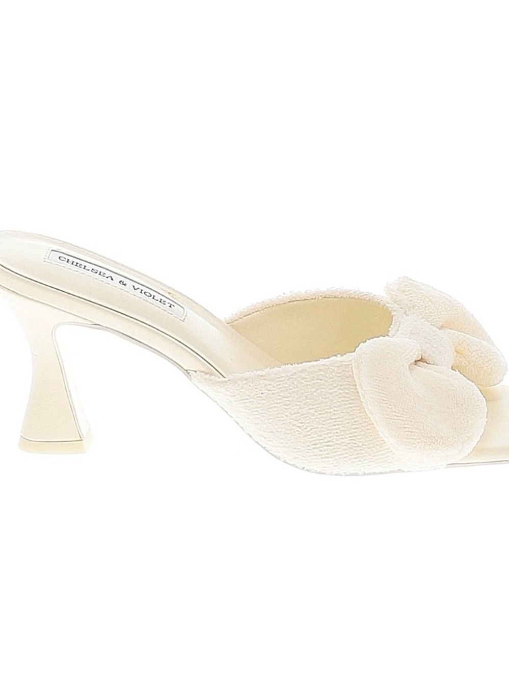 Chelsea & Violet Ivory Bow Mule Heels 7.5